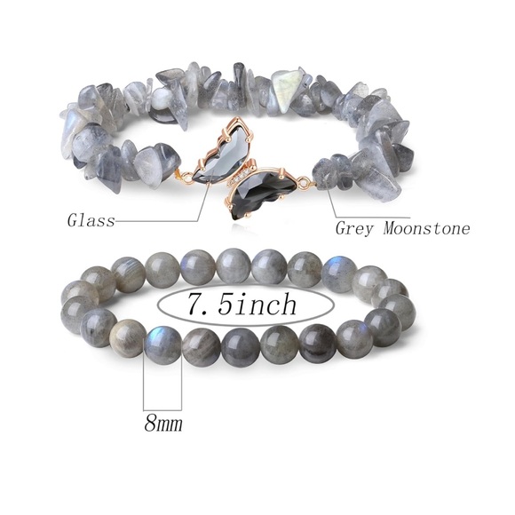 🆕New Labradorite Gemstone Bracelet with Butterfly Charm - Picture 5 of 6